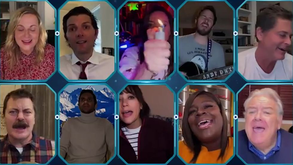 Parks and Recreation cast reunite to sing '5000 Candles in the Wind'