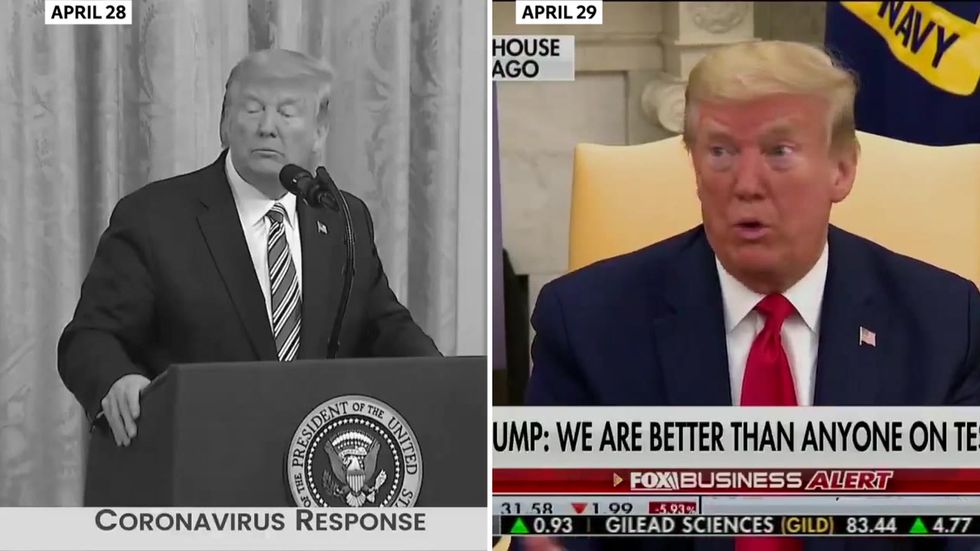 'I didn’t say it': Trump falsely claims he never said US could test 5m a day for Covid-19 'very soon'
