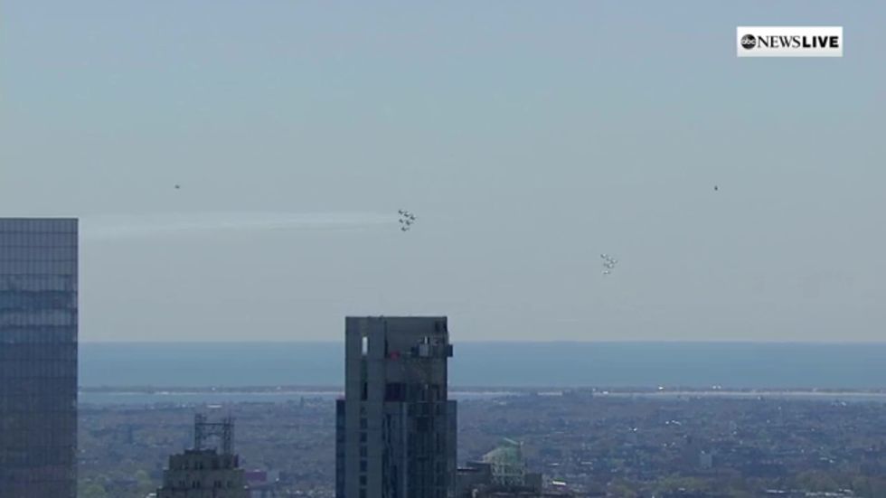 Blue Angels and Thunderbirds fly over NYC for healthcare workers