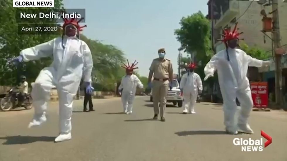 Delhi police use 'coronavirus zombies' to scare people off streets