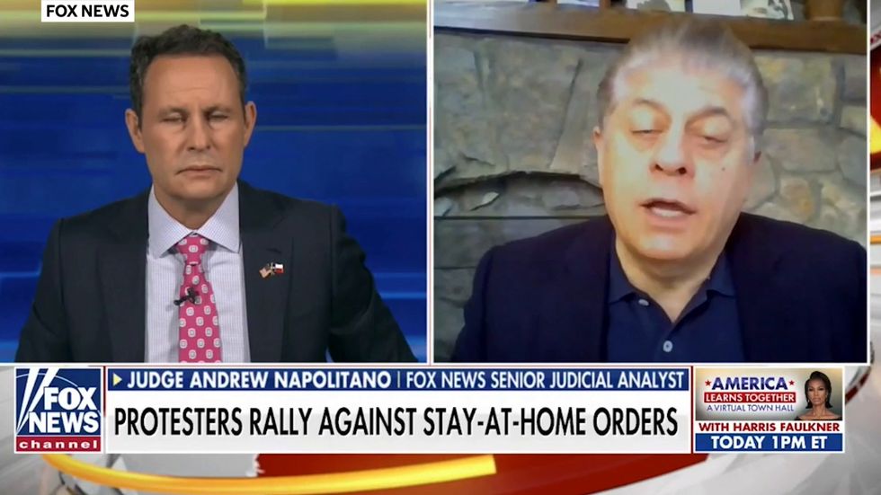 Fox News correspondent Andrew Napolitano claims its 'unconstitutional' for governor's to shutdown states