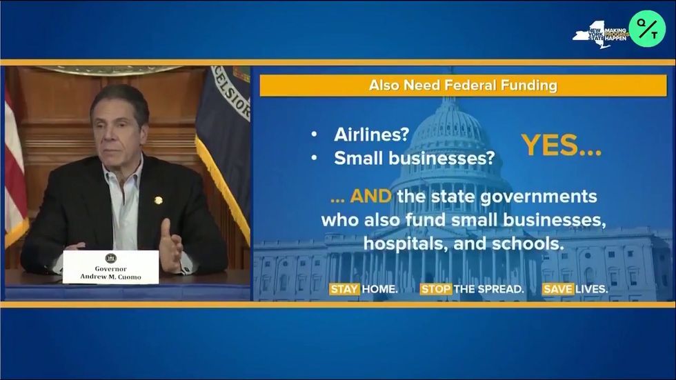 Governor Andrew Cuomo says New York needs more federal funding if government wants them to reopen