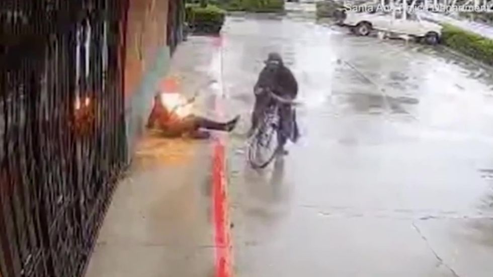 Homeless man set on fire in 'unprovoked' attack in California