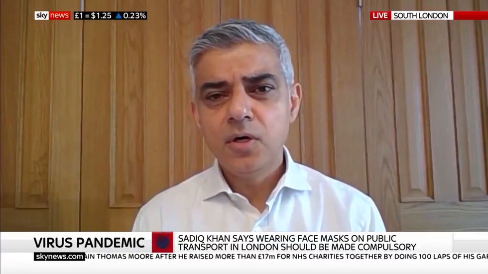 Sadiq Kahn says that wearing face coverings should be compulsory on public transport
