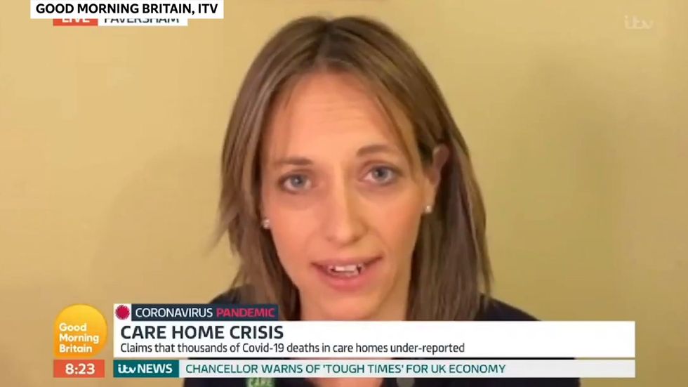 Tory minister Helen Whately appears to laugh after Piers Morgan asks her about how many people have died in care homes