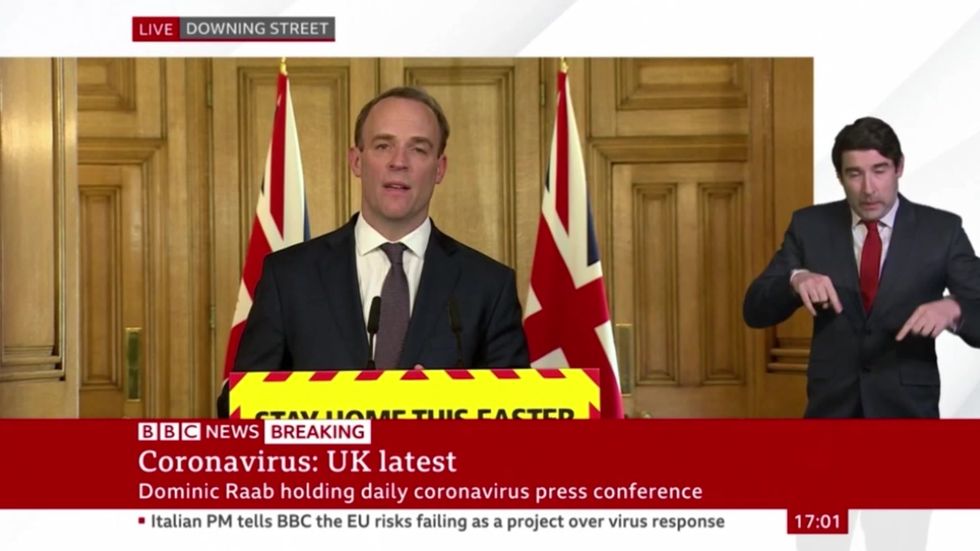 Coronavirus UK death toll in hospitals alone rises by 881 in one day, Raab says