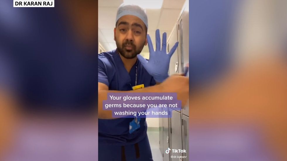 NHS doctor explains how wearing gloves could spread germs in TikTok video
