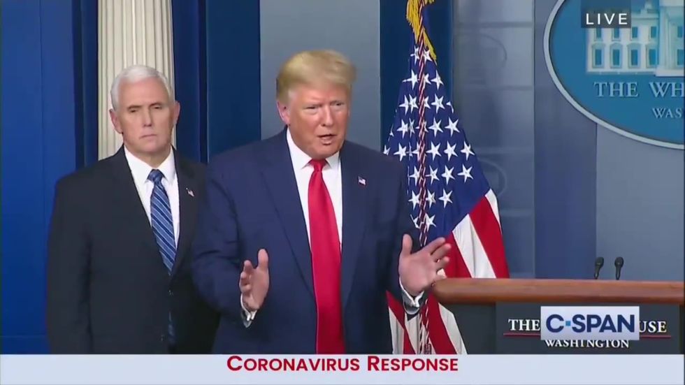 Trump makes joke about being 'involved with a model' during coronavirus press briefing