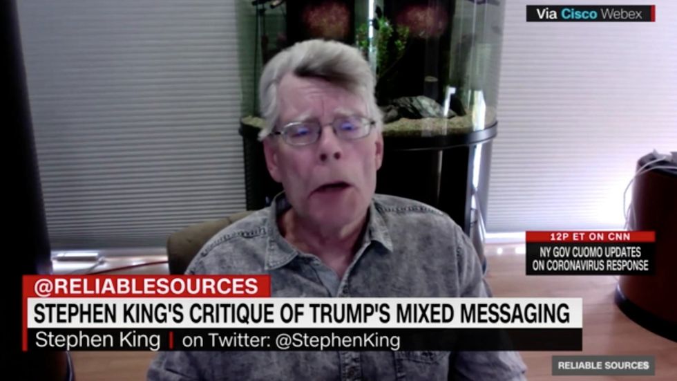 Stephen King says Trump's handling of the coronavirus pandemic is almost impossible to comprehend.mp4