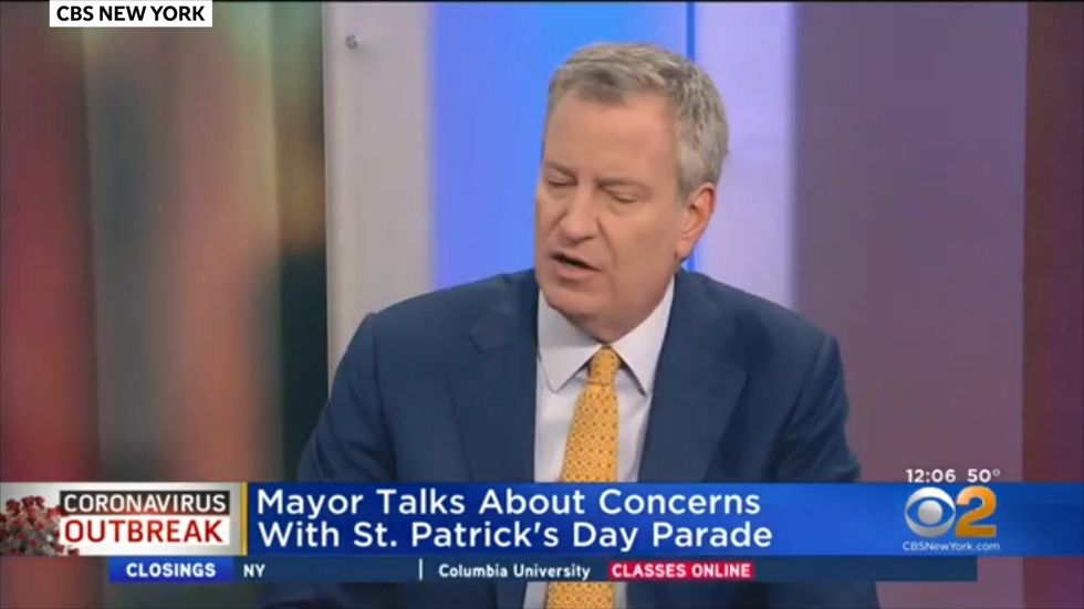 New York mayor Bill de Blasio on risks of St Patrick's Day parade