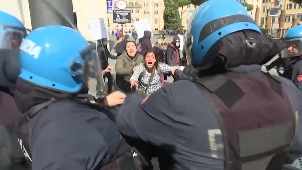 Clashes between police and protesters erupts in Rome as relatives demand to visit prison inmates