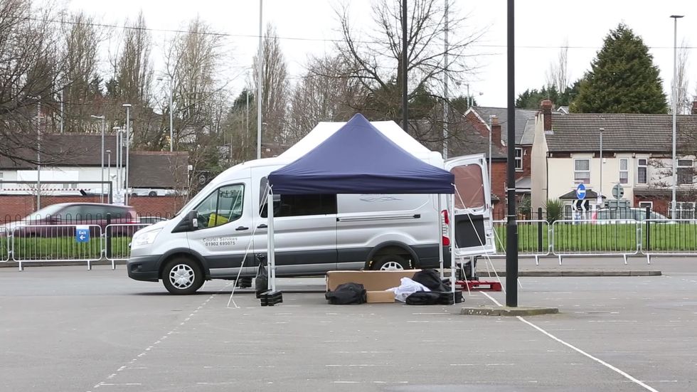 A drive-thru coronavirus testing station opened in Wolverhampton