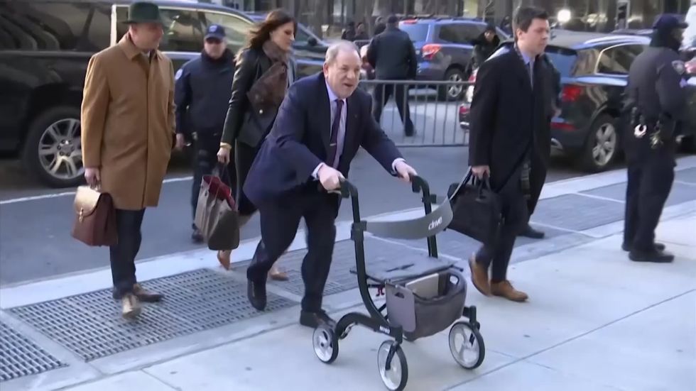 Harvey Weinstein arrives at court on day of his verdict