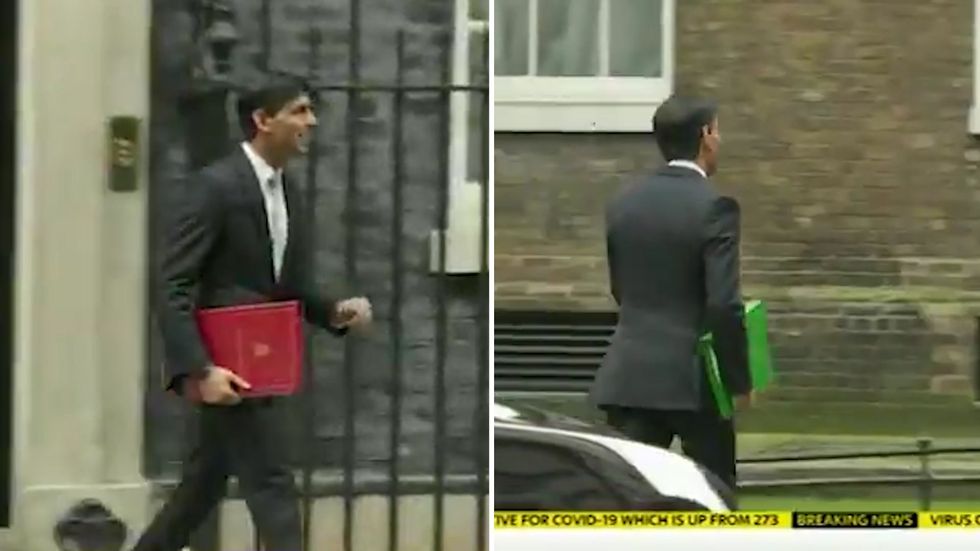 Confusion after chancellor's red folder appears to mysteriously change colour on TV