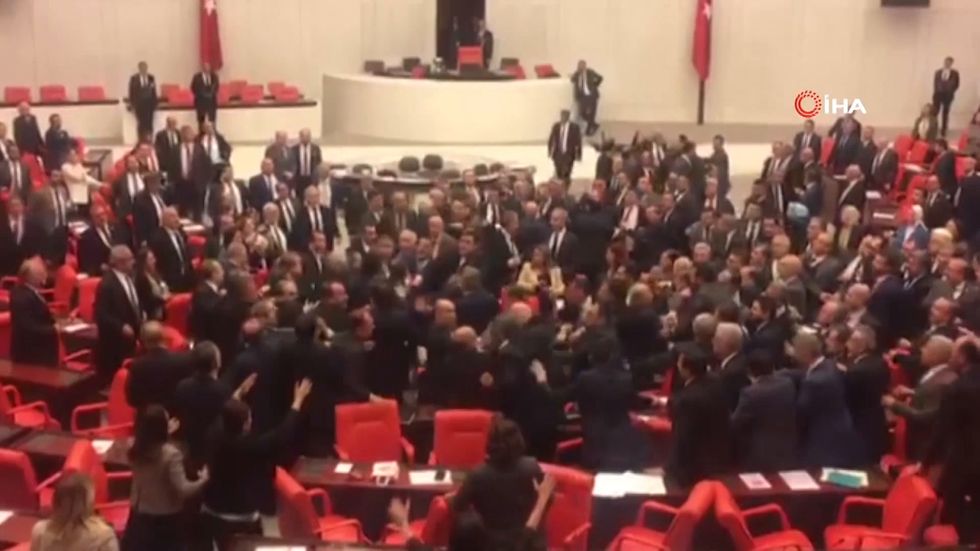 Fight breaks out in Turkish parliament over Syria involvement