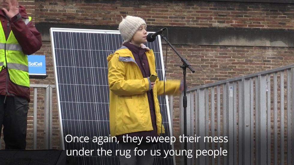 Greta Thunberg addresses climate activists in Bristol
