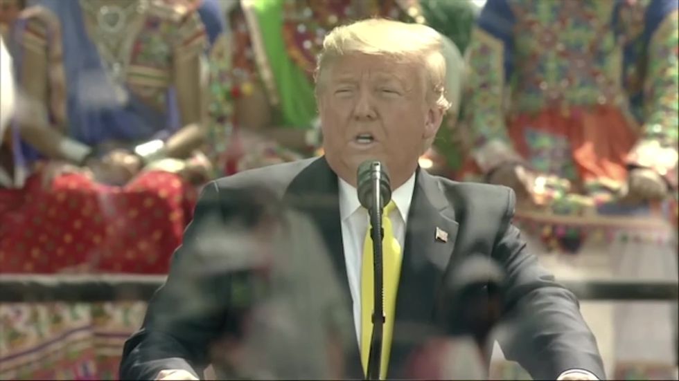 Donald Trump addresses huge rally in India