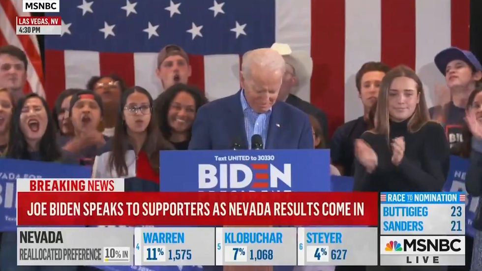 Joe Biden cut off by television cameras while insisting his campaign was 'still alive'