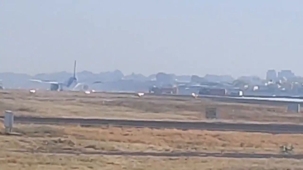 Plane engine catches fire in India