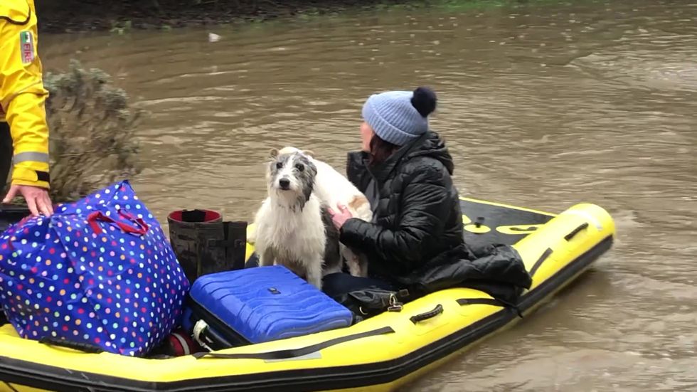 Storm Dennis: Nantgarw residents and their pets evacuated by boat