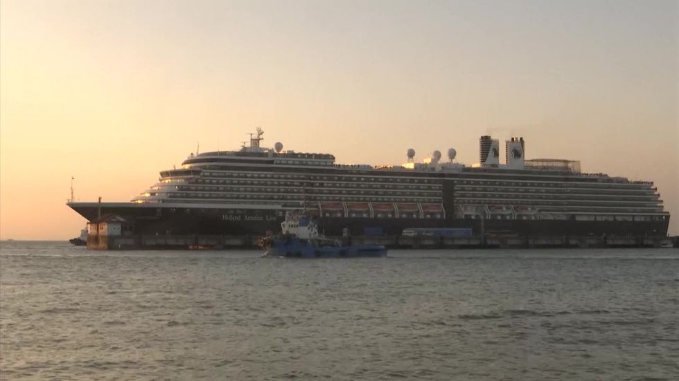 The Westerdam docks in Cambodia after being turned away from multiple ports