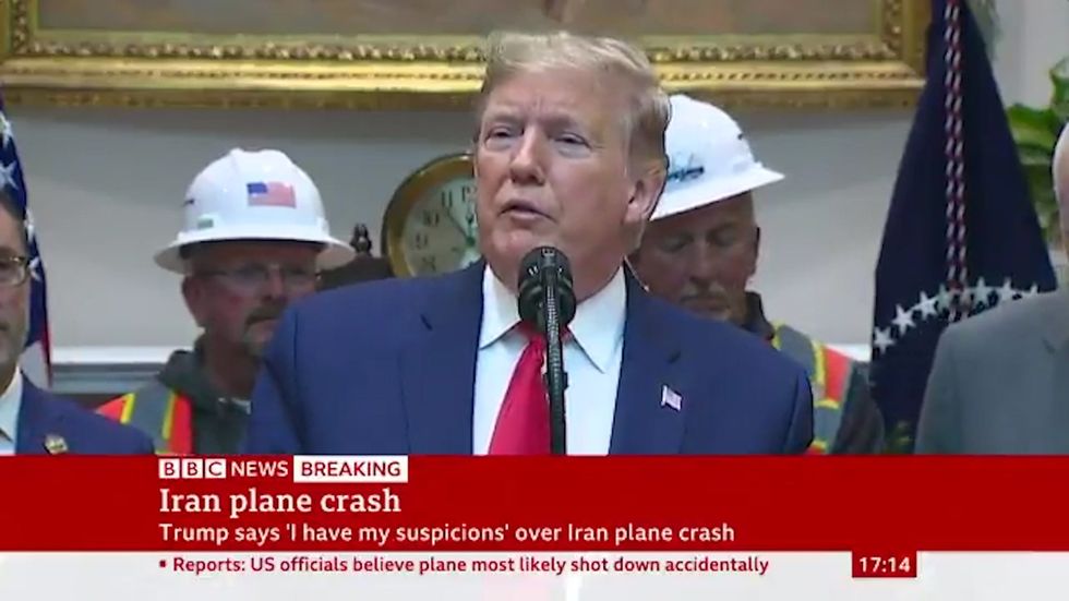 Donald Trump says he 'has his suspicions' about what happened to the Ukrainian plane that crashed near Tehran