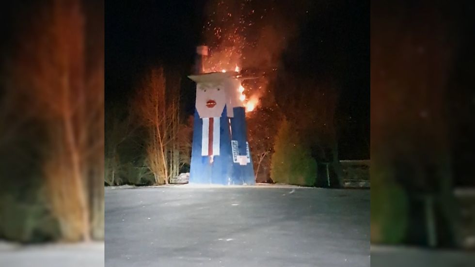 Trump statue burned to ground in Slovenia