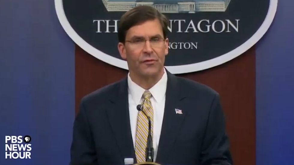 Secretary of Defense Mark Esper faces press as tensions between the US and Iran continue to mount