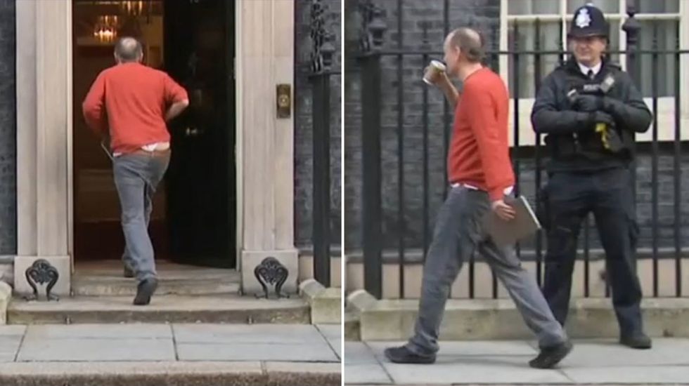 Dominic Cummings walks into Downing Street wearing baggy jeans