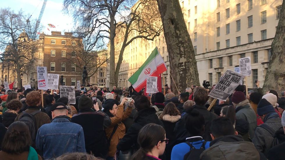 Hundreds protest against threat of war with Iran