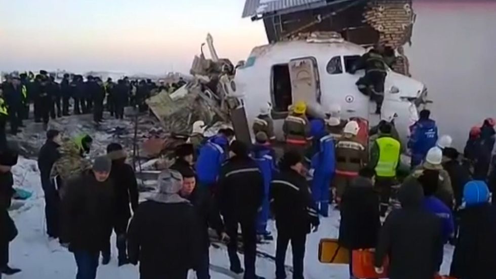 Kazakhstan plane crash: 12 people killed as Bek Air jet crashes into house near airport