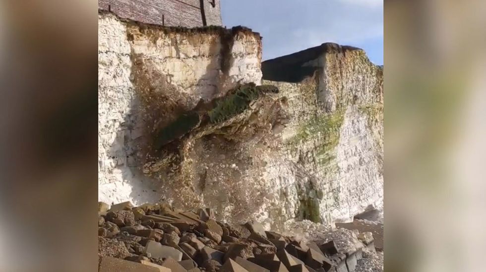 Festive walkers urged to take care after dramatic footage of cliff falling away in Sussex