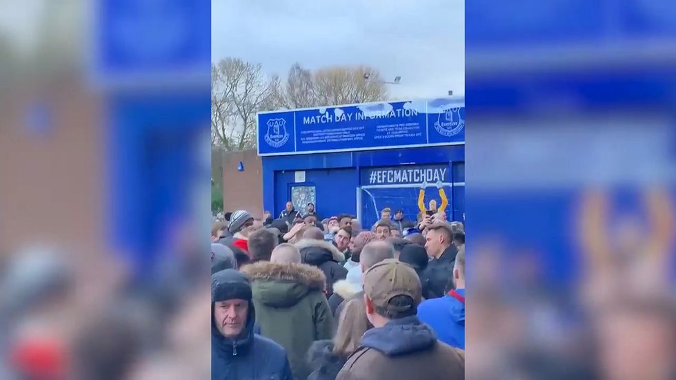 Football fans chanting 'Arsenal Fan tv get out of our club'