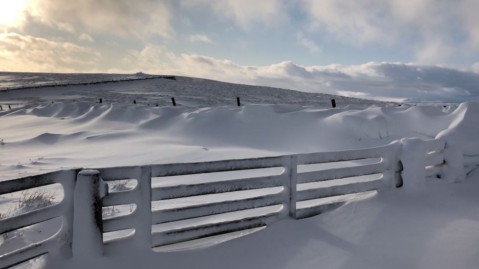 Heavy snow in Cumbria and Northumberland in north of England