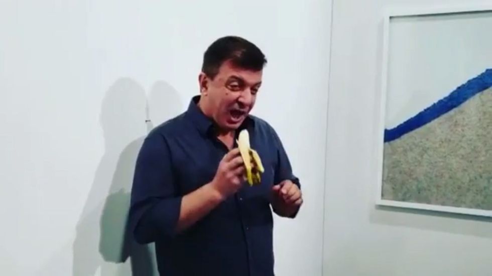 Man eats banana 'artwork' which was about to be sold for over £100,000