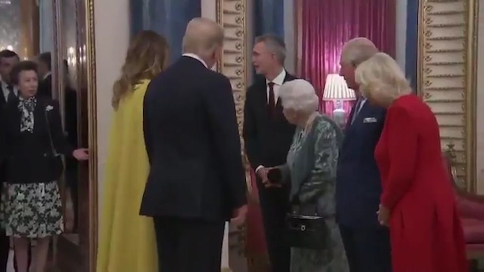 'It's just me!' Princess Anne shrugs as the Queen finishes meeting Donald and Melania Trump