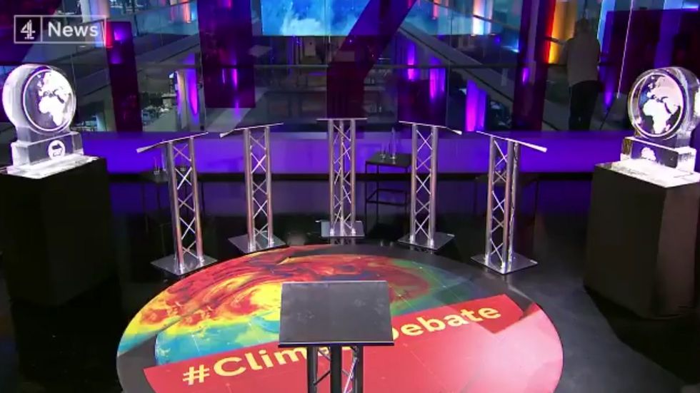 Channel 4 News unveils ice sculptures in place of absent Conservative and Brexit parties ahead of Climate Change debate
