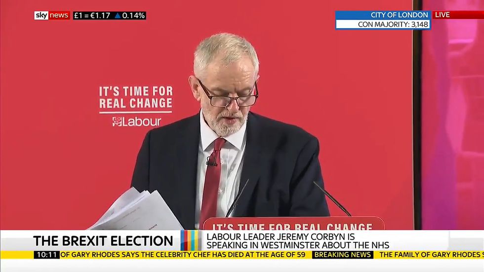 Jeremy Corbyn says he has documents which 'confirm' under Boris Johnson 'the NHS is on the table and will be up for sale' to the US