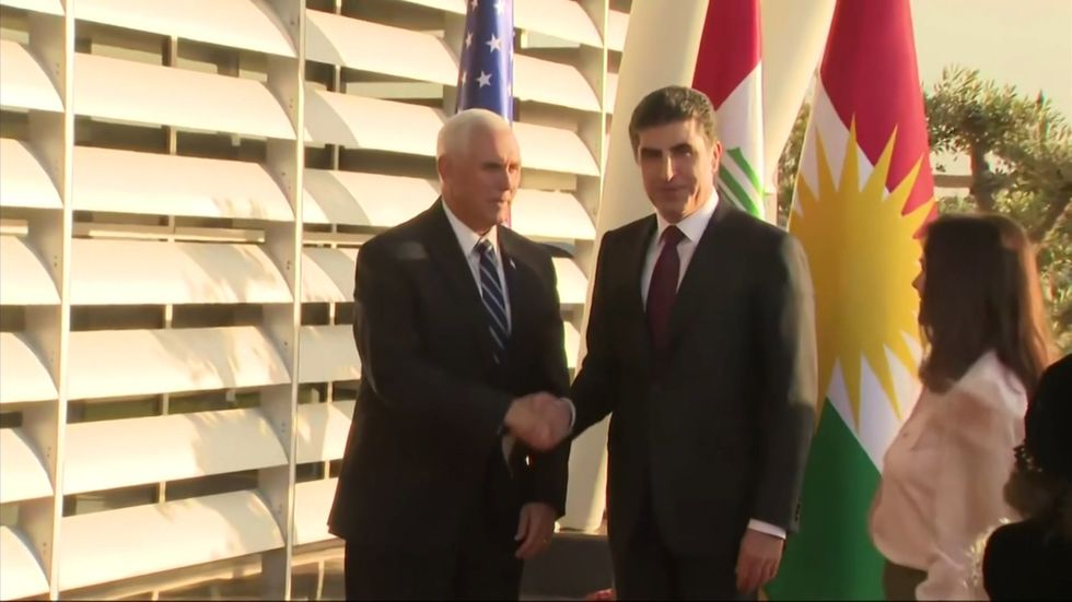 Mike Pence meets Iraqi Kurdistan President Barzani and makes unannounced Thanksgiving visit to US troops