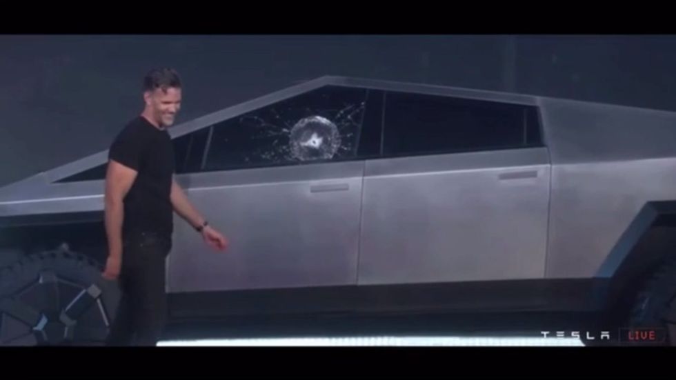 Elon Musk unveils 'bulletproof truck' that immediately smashes