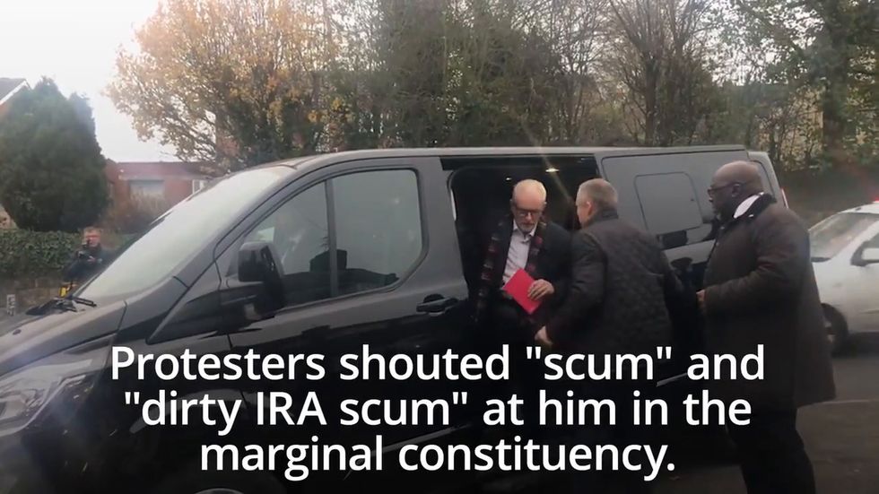 Jeremy Corbyn called 'scum' by hecklers