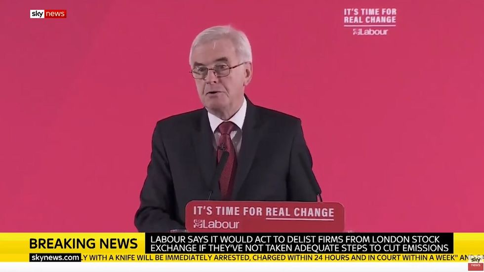 Companies that fail to tackle climate change will be delisted from the London Stock Exchange, Labour announces