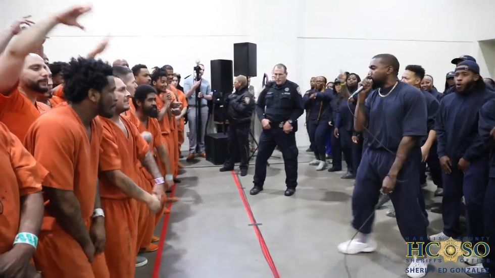 Kanye West performs to inmates at Harris County jail