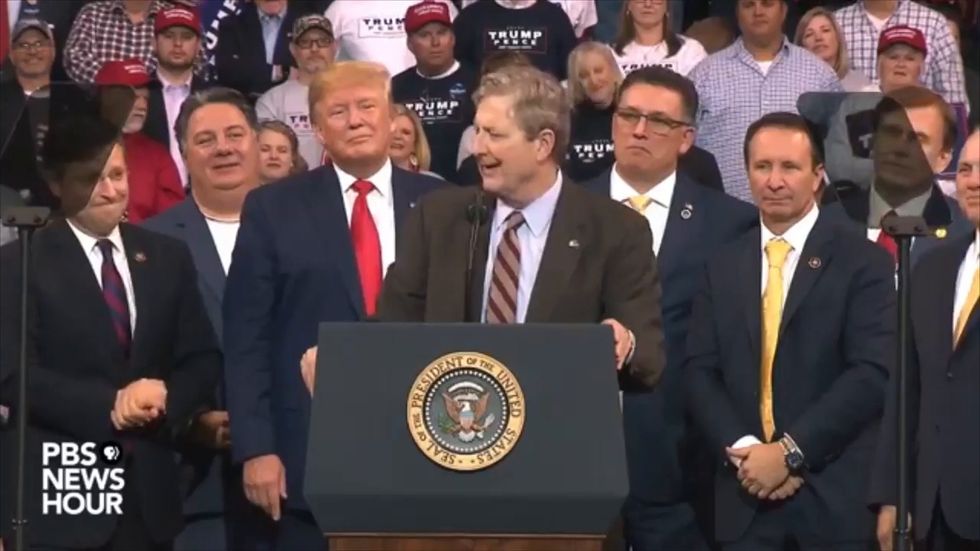 Louisiana senator John Neely Kennedy rails against 'avocado toast-eating' Washington elite in Donald Trump rally speech