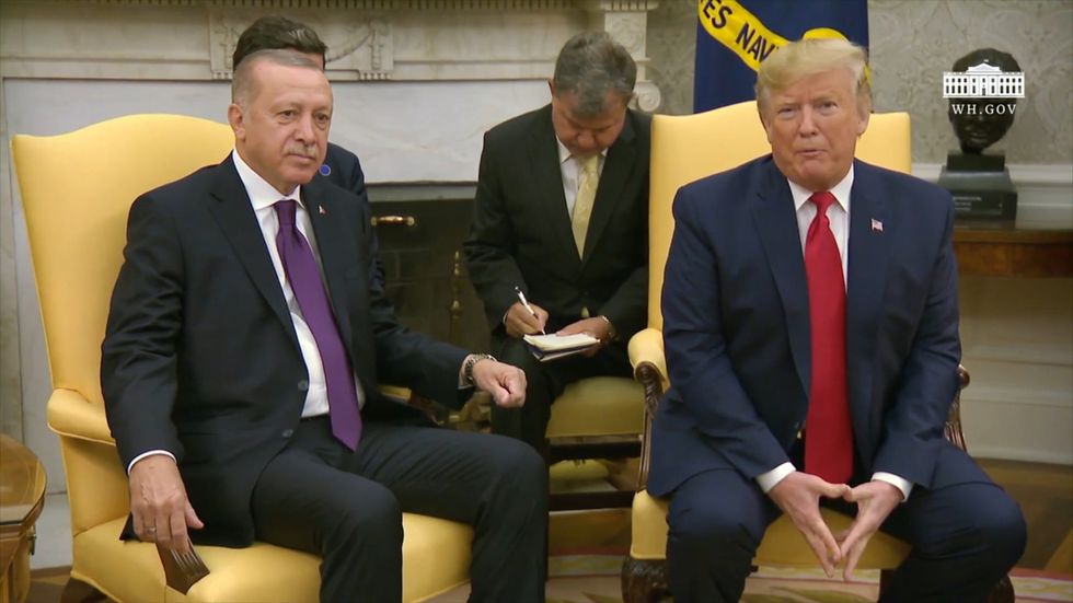Donald Trump and President of Turkey Erdogan meet at the White House
