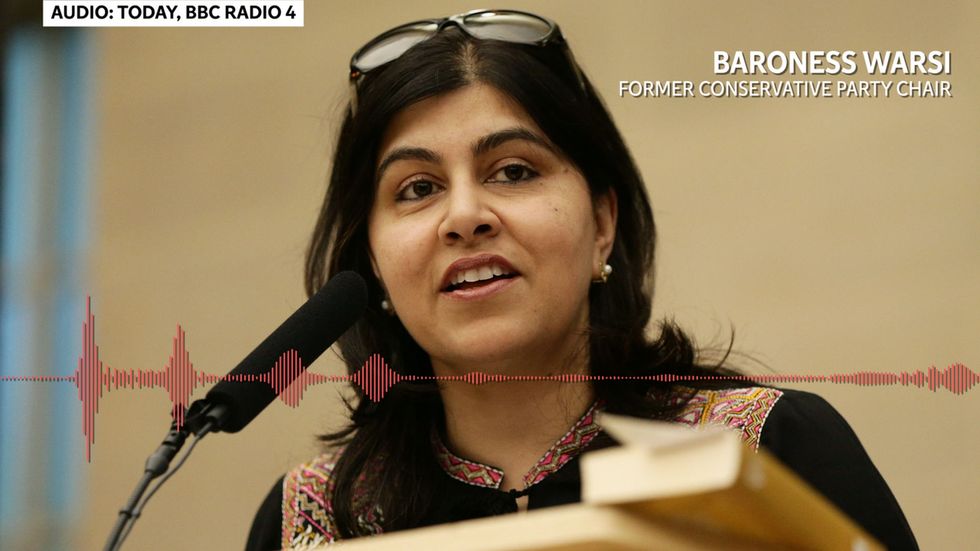Baroness Warsi says Tories infected with 'vile racism'