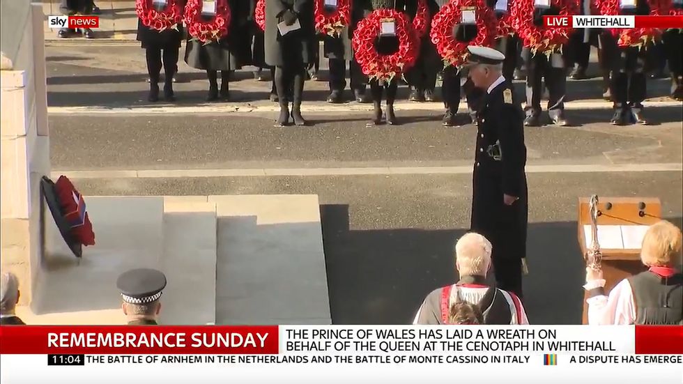 Prince Charles lays wreath on Remembrance Sunday