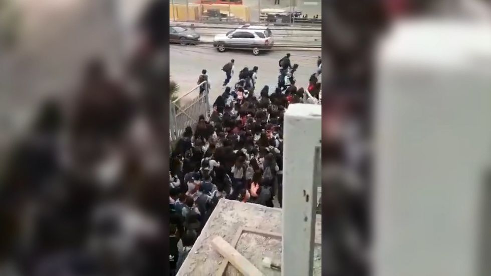 Children break out of school to join protests in Chile