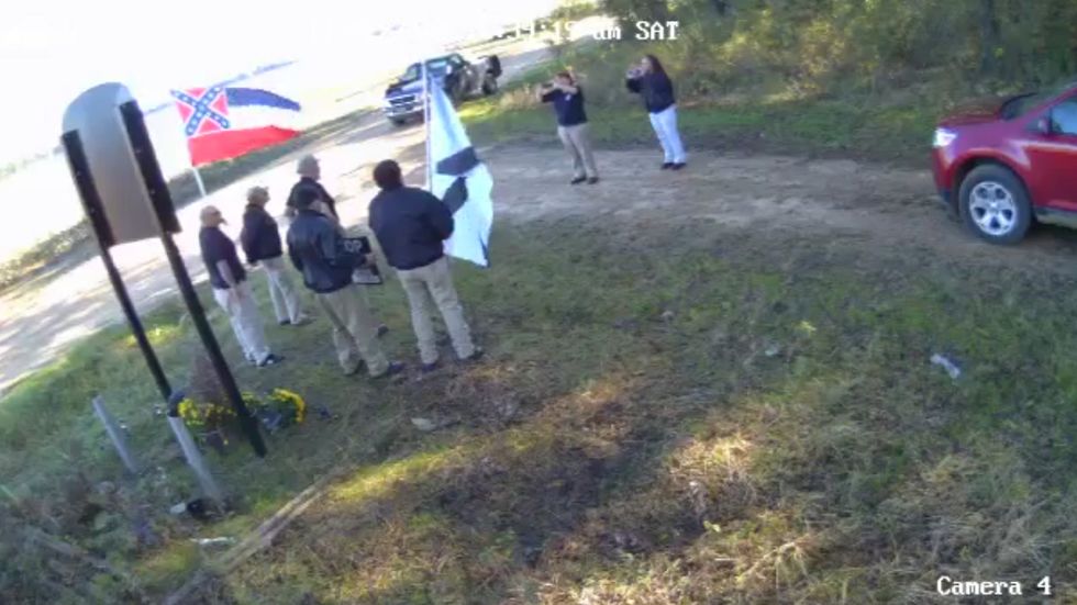 White supremacist group film themselves in front of memorial to iconic teenage lynching victim