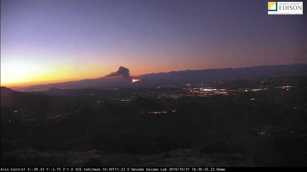 California's Maria fire captured sparking into life on camera